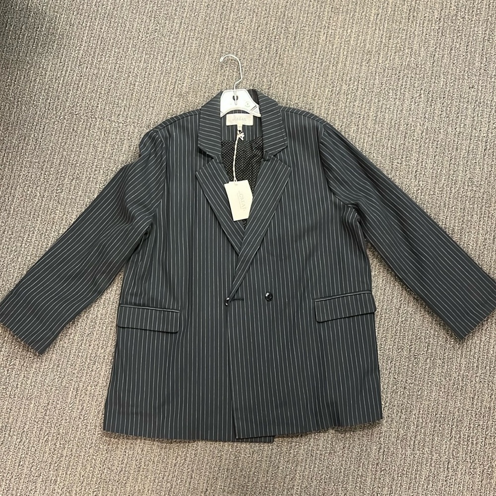 The Great shlumpy blazer. Black pinstripe.